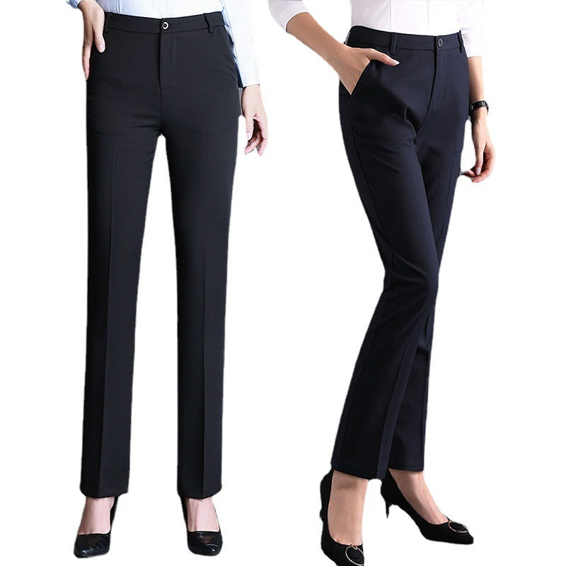 Women's Professional AutumnWinter Thick Fleece High-Waisted Straight Pants