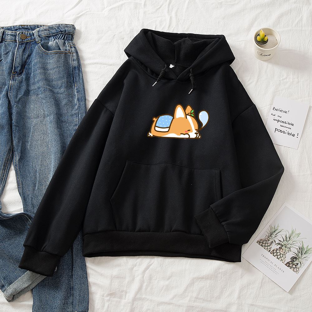 Plus Size Hoodie Custom Advertising Shirt Corgi Print