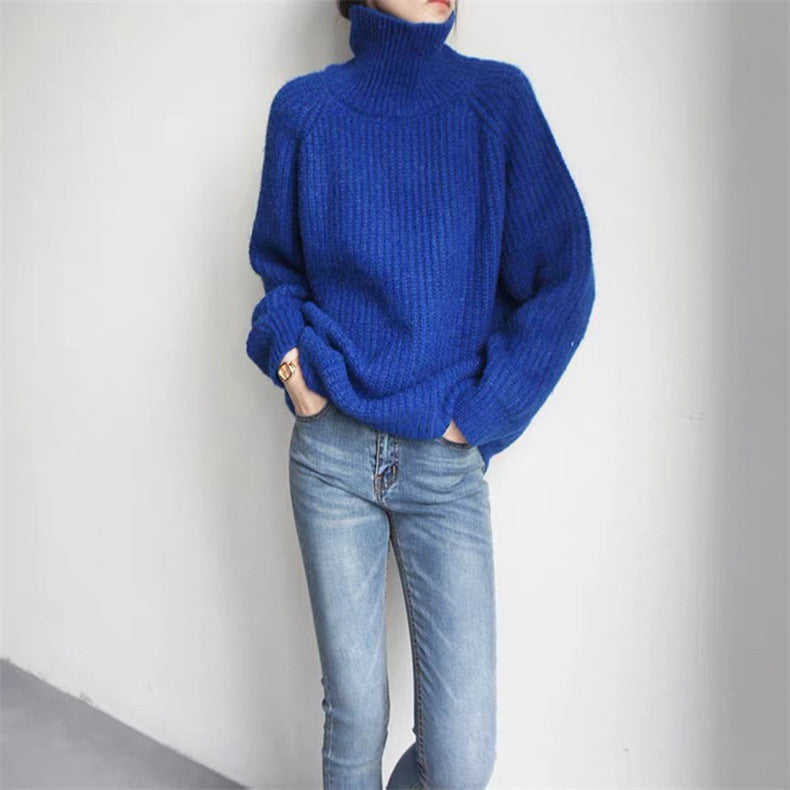 Loose And Idle All-matching Fashion Casual Turtleneck Sweater For Women