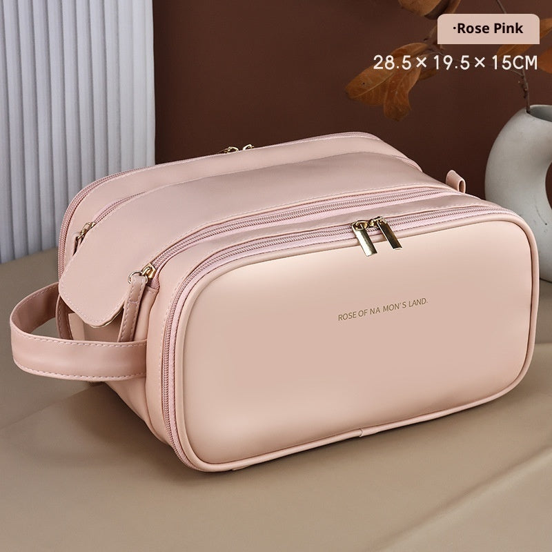 Large-capacity Cosmetic Bag With Dual Zippers