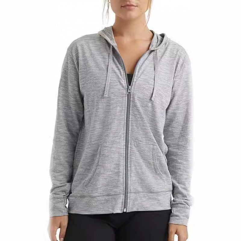 Sports Top Pullover Solid Color Hoodie