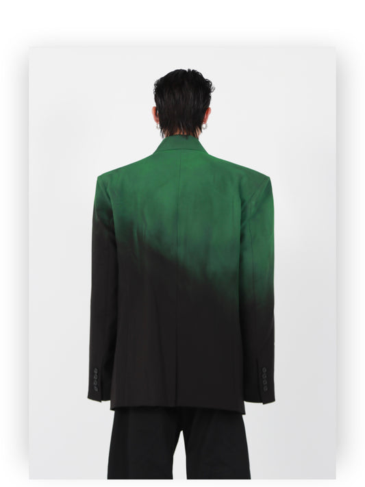 Niche Black-to-green Ombre Padded-shoulder Suit