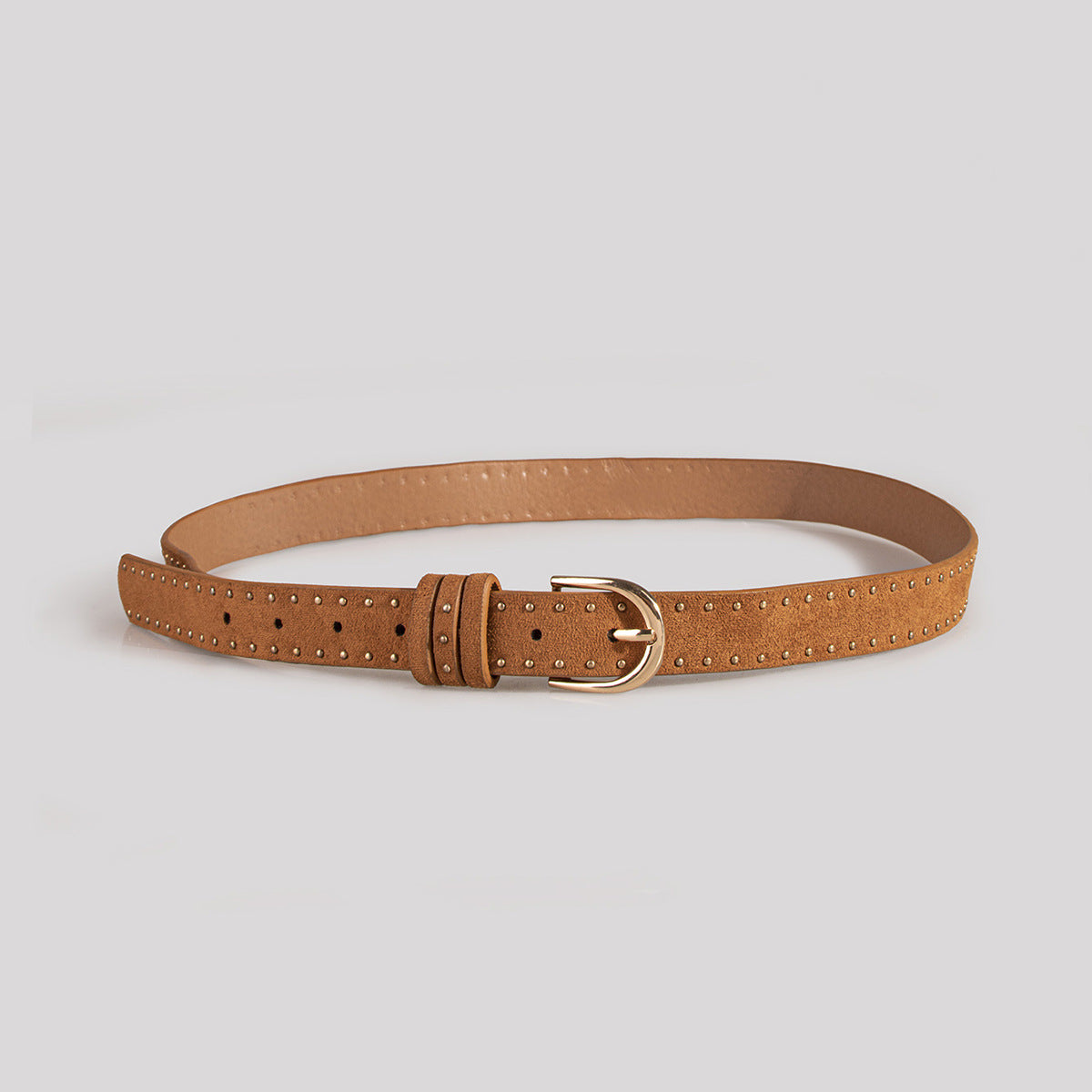 Suede Rivet Western Style Belt Simple Pin Buckle Female Claw Nail