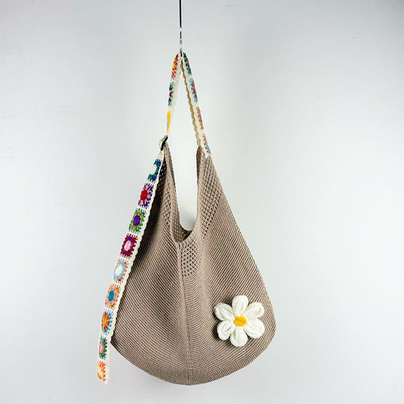 Women's Woven Shoulder Bag Hollow Flower