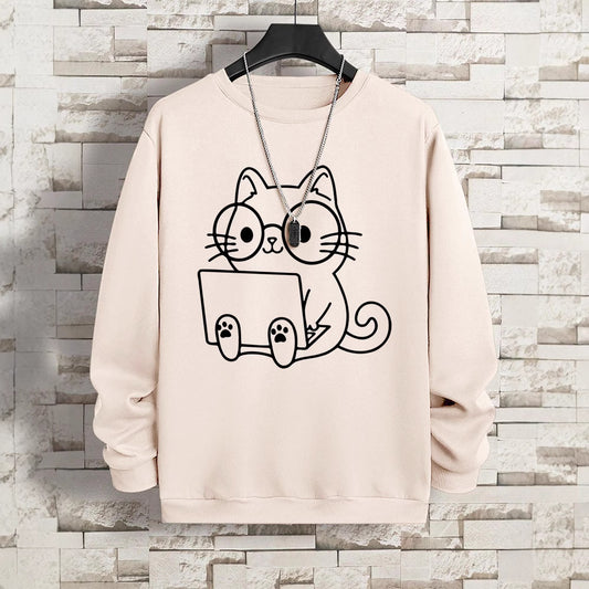 Katteherre På Arbejde Printet Sweatshirt til Mænd Hip Hop Løstsiddende
