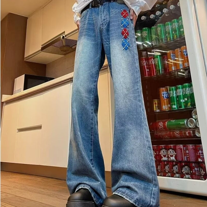 American-style Retro Washed Design Towel Embroidered Skinny Jeans For Women