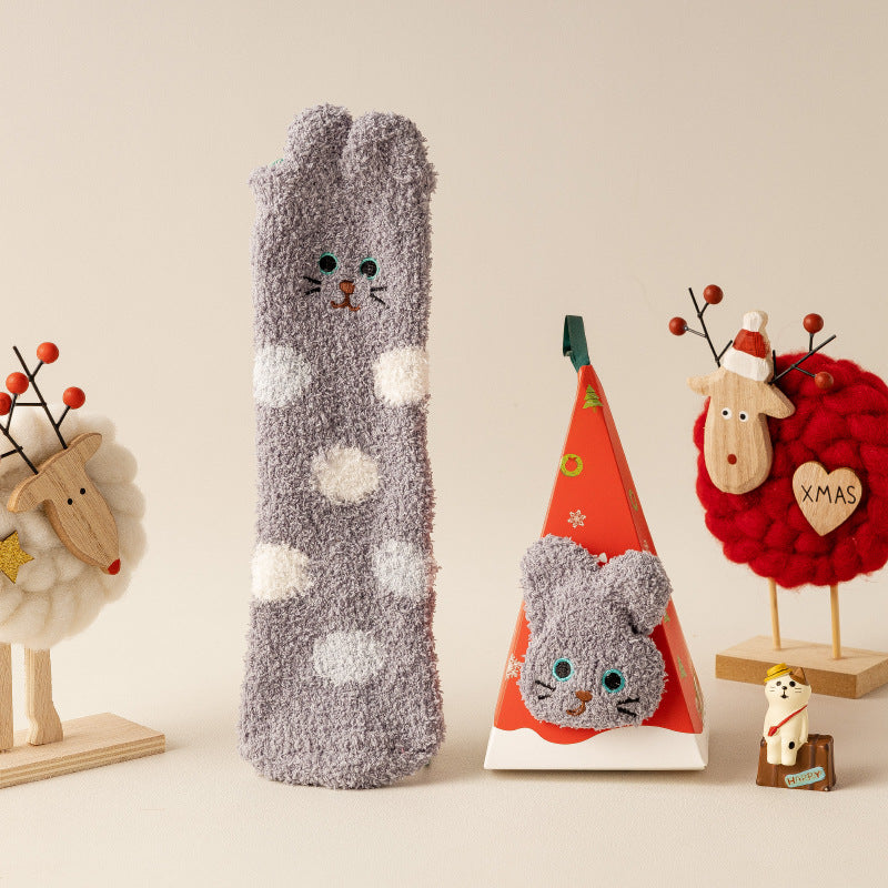 Three-dimensional Cartoon Soft Home Floor Socks In The Tube
