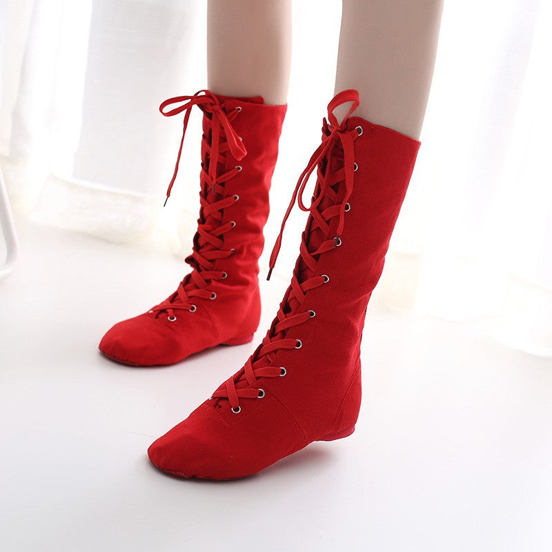High Top Lengthened Adult Canvas Jazz Boots Soft Sole