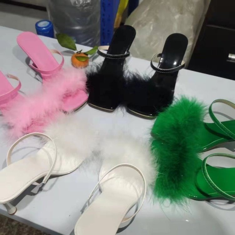 New Feather Roman High Heel Sandals Toe