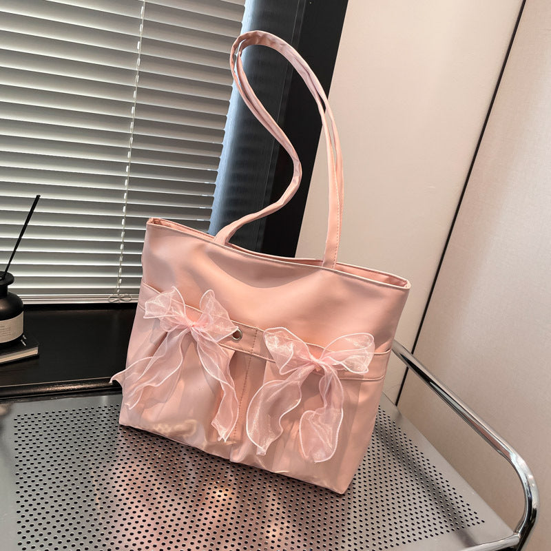 College Style Bow Tote Bag Large Capacity
