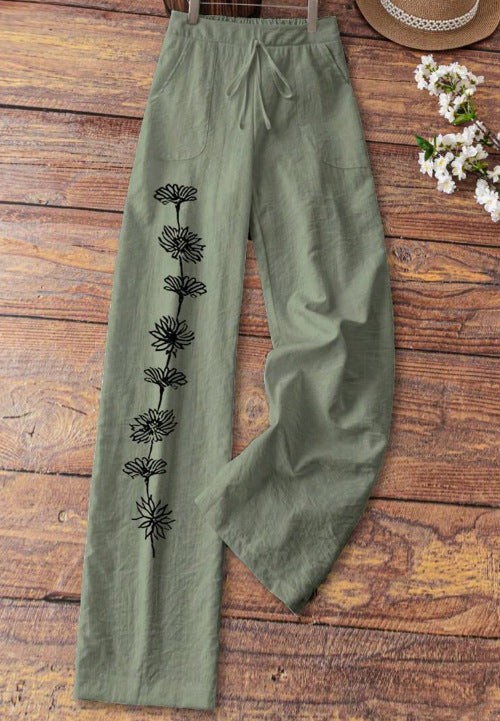 Leisure Wide Leg Pants Printed Loose Trousers