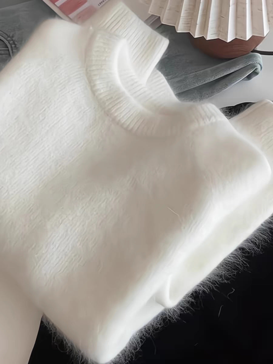Loose, Cozy Mohair Pullover Sweater For FallWinter Womens Knitted Top