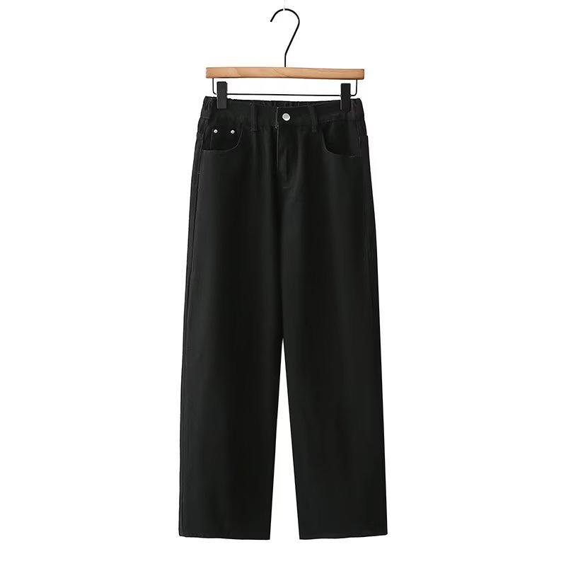Højtaljede slankende jeans med lige ben Løse