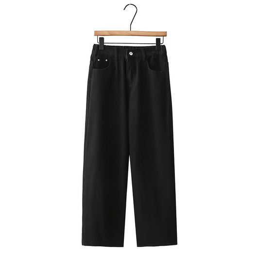 Højtaljede slankende jeans med lige ben Løse