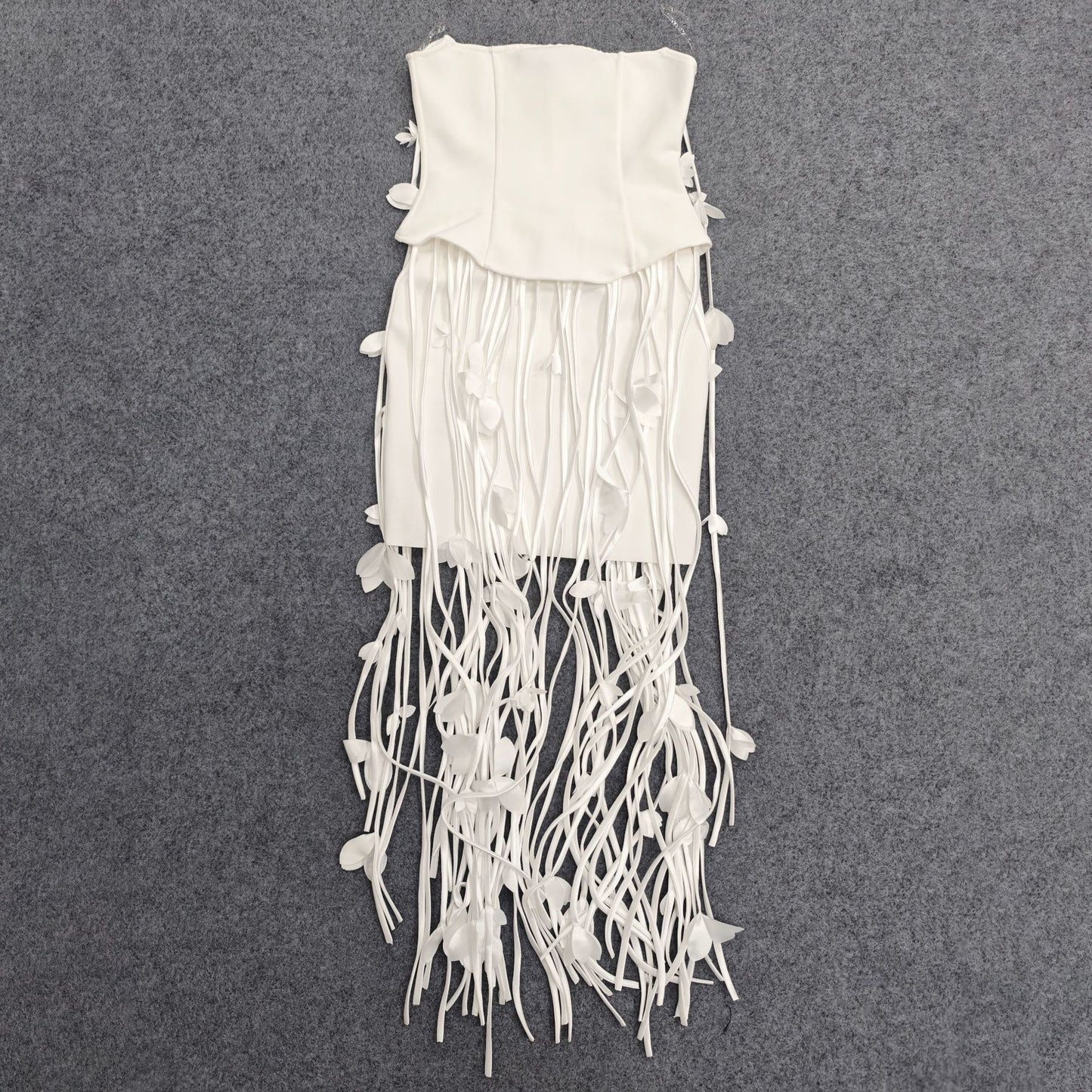 Women's European And American-style Sexy Strapless Tassel Bodycon Dress