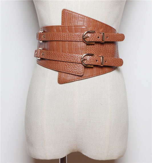 Fashion All-match Super Wide Waist Female Decorative Shirt Dress Jacket Double Pin Buckle Wide Waist