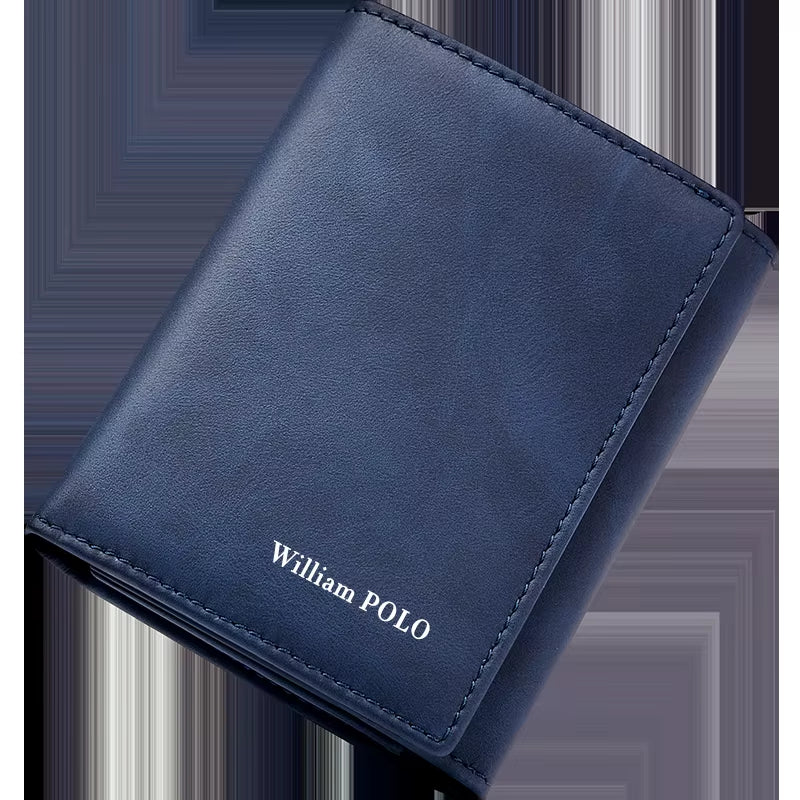 Wallet Men'S Short Multi-Functional Wallet Driver'S License Youth Coin Wallet Card Bag Casual Blue