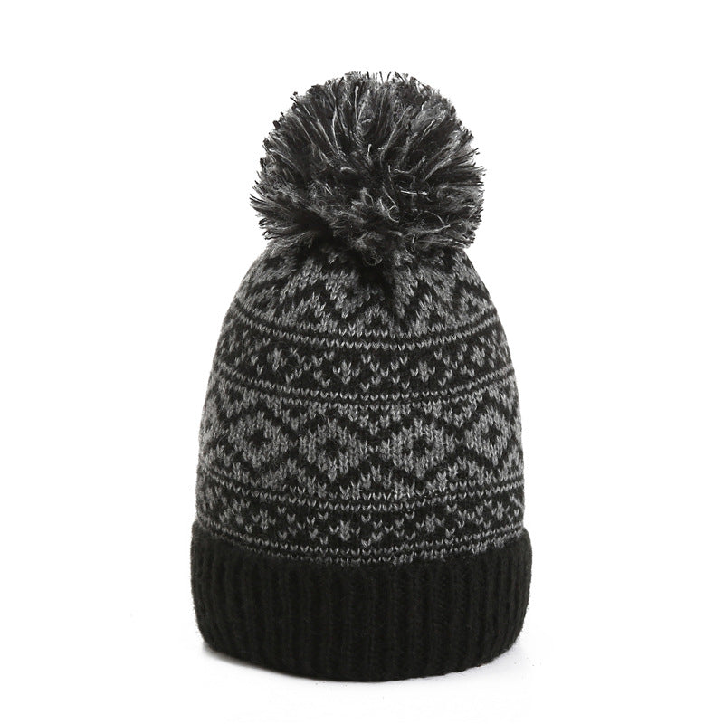 Winter Versatile Diamond Plaid Two-Color Contrast Hat