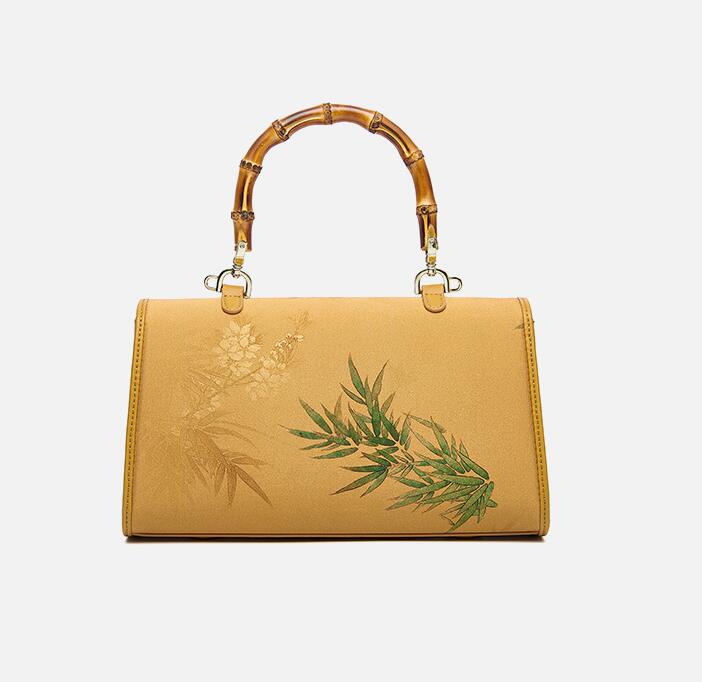 Silke Cheongsam til kvinder Kinesisk stil Bambus Håndtaske Crossbody Lille Taske