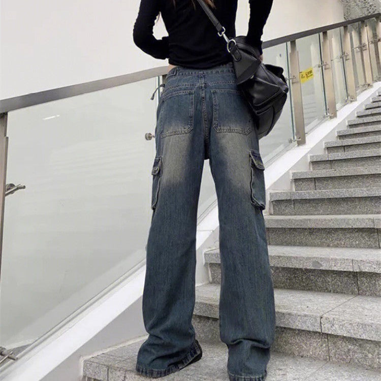 Men's And Women's Fashion Simple Vintage Straight Jeans