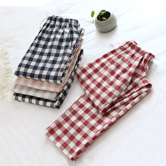 Women's Men's Knitted Plaid Pajama Pants