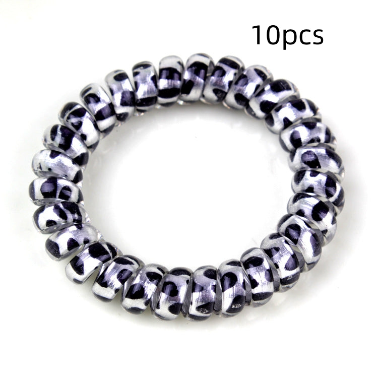 Plastic Leopard Print Phone Line Hair Ring Hair Rope