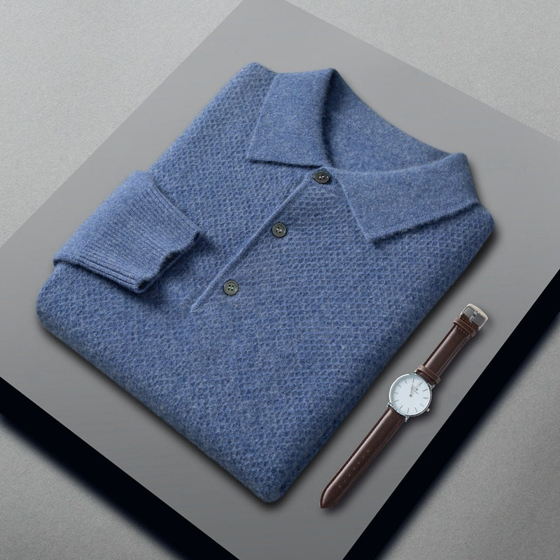 Polo Collar Men's Cashmere Shirt Collar Knitting