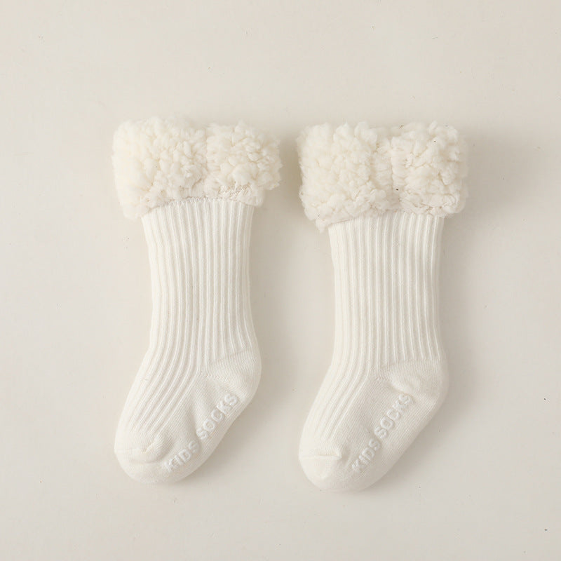 Super Thick Lamb Wool Children's Floor Socks Solid Color