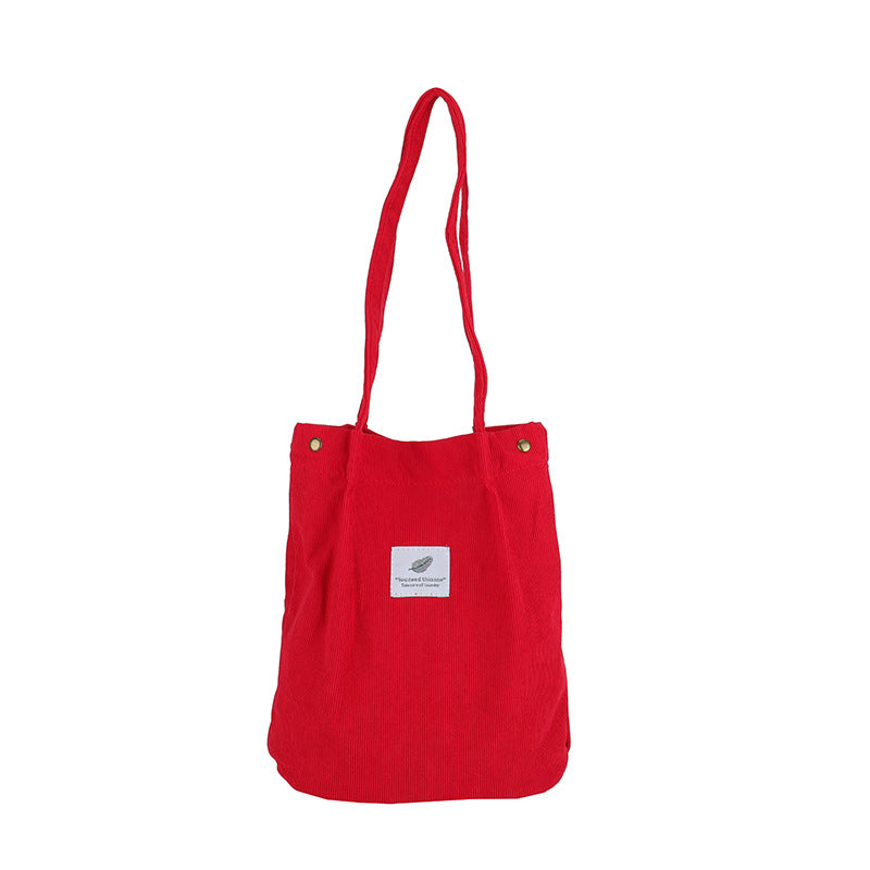 Artistic Corduroy Single-shoulder Bucket Bag