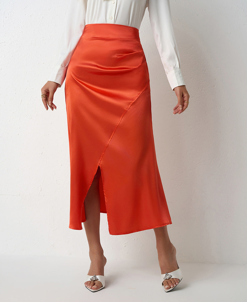 Pleated European And American Skirt Zipper Fishtail