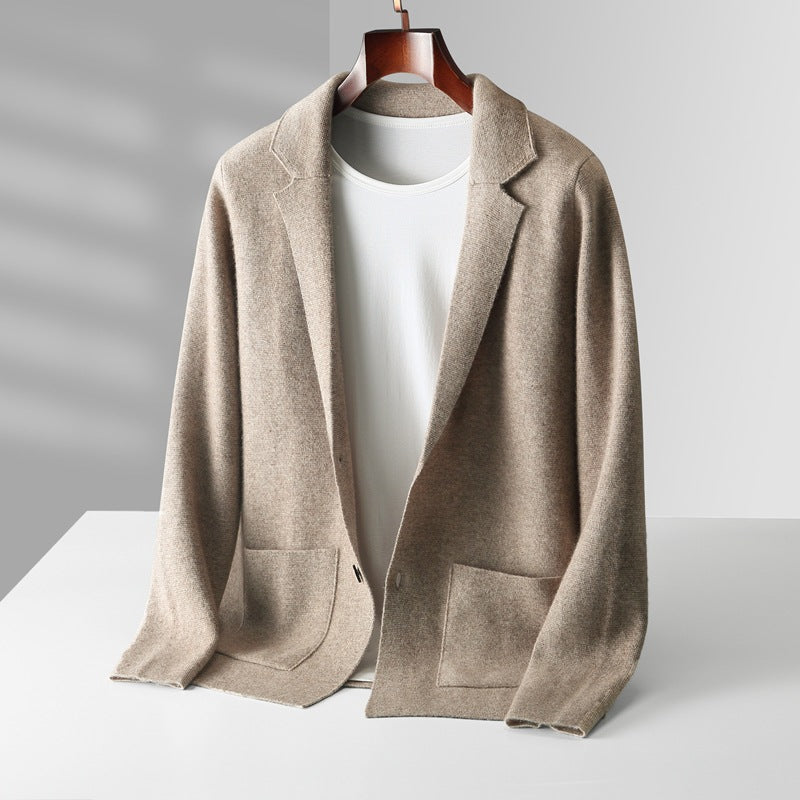Efterår Vinter Herre Cardigan Kashmir Sweater Business Casual Plys Strikket Tyk Sweater