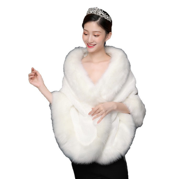 Thickened Plus-sized Fur Warm Scarf Coat Shawl