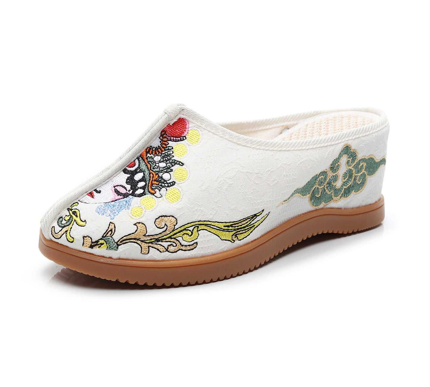 Women's Ethnic Style High-heeled Embroidered Slippers