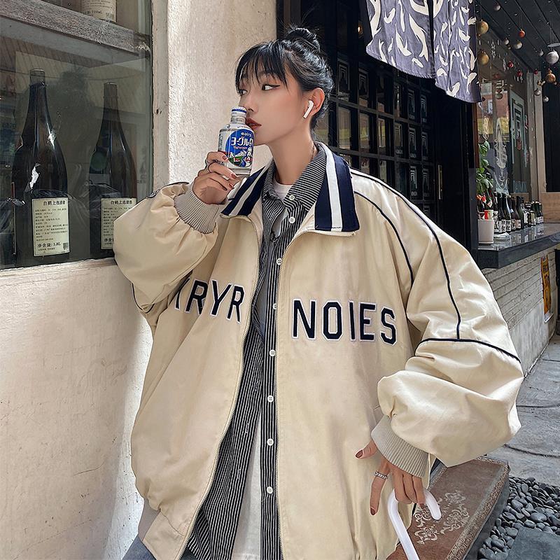 Stand-up Collar Loose Baseball Uniform Women's Lazy Style Jacket