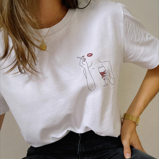 Løs Bomuld Mode Printet Kortærmet T-shirt Dame Design Rund Hals Top Mode