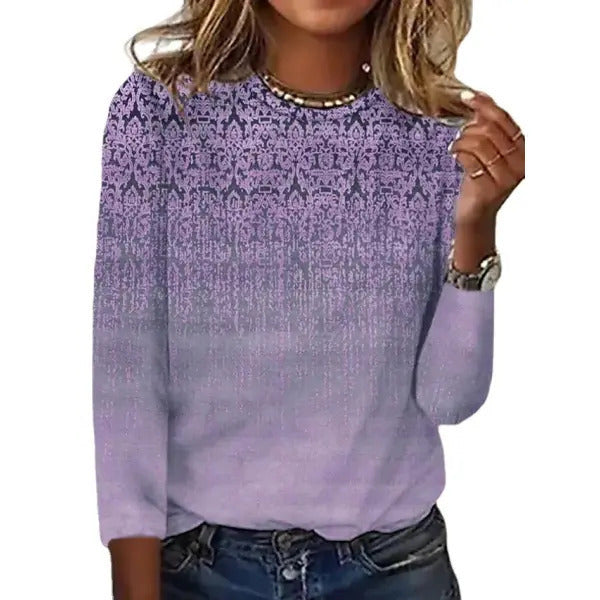 Loose Trendy Vintage Printed Round Neck T-shirt