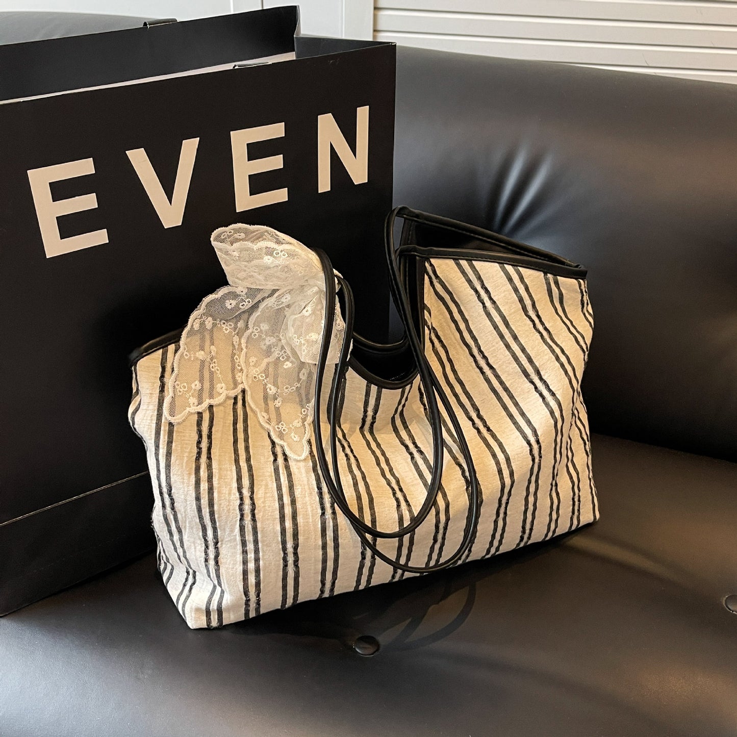 Striped Cloth Simple Korean Style Bucket Shoulder Messenger Bag