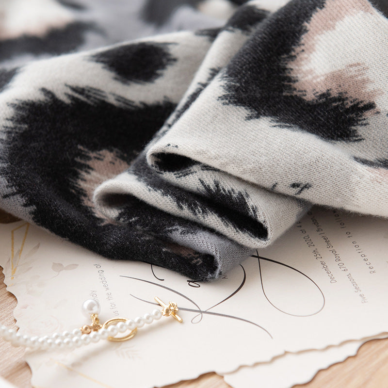 Cashmere-like Leopard Print Scarf Shawl Fashion All-matching