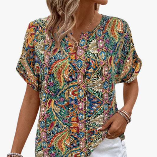 Retro Ethnic Style 3D Printed Home Casual Short Sleeve