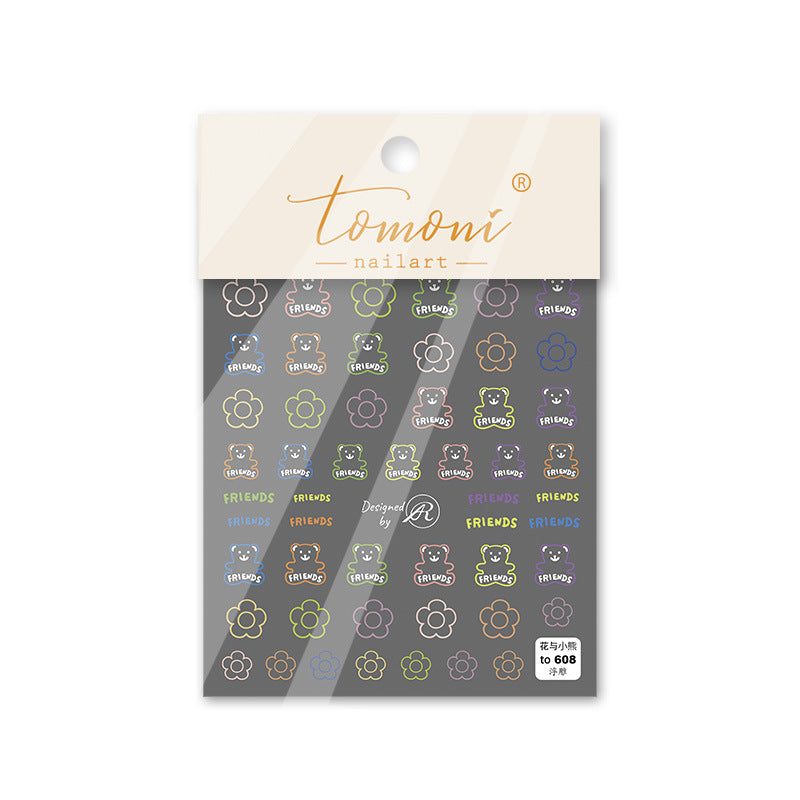 Simple And Cute 5D Adhesive Embossed Nail Stickers