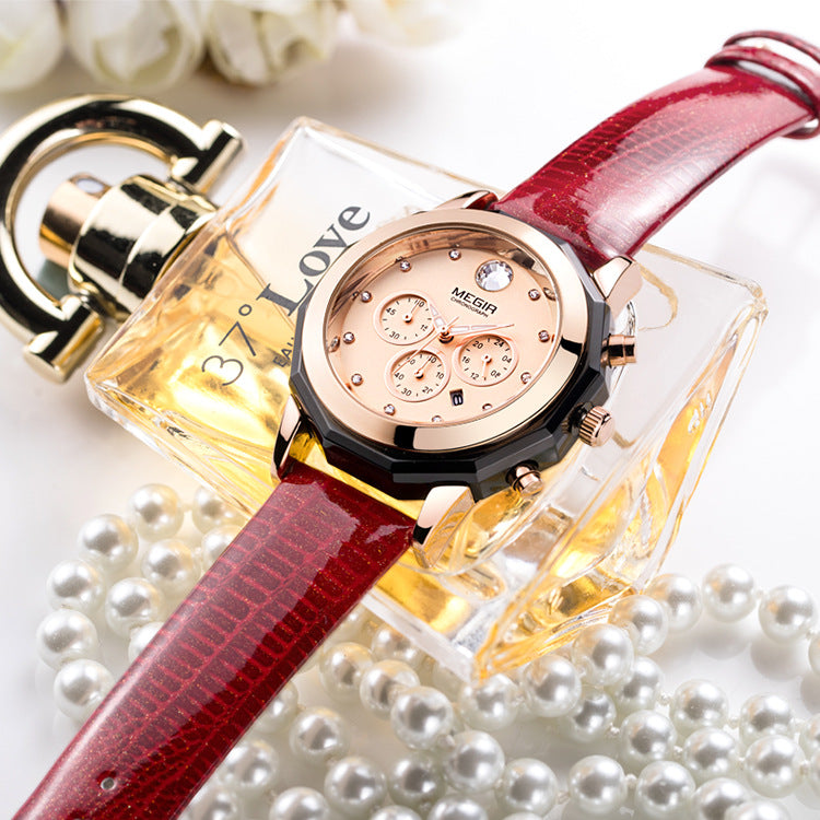 Multi-function Diamond-inlaid Calendar Large Dial Ladies Watch