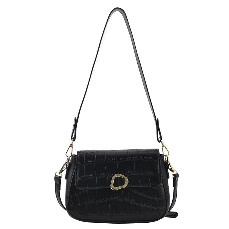 Personality Stone Pattern Stone Cracked Shoulder Bag With Stitching
