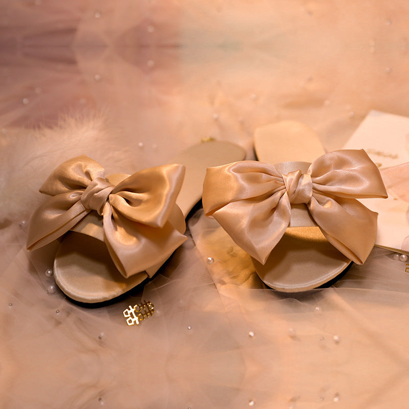 Bride Wedding Hand Gift Silk Joyful Red Bow Tie Shoes