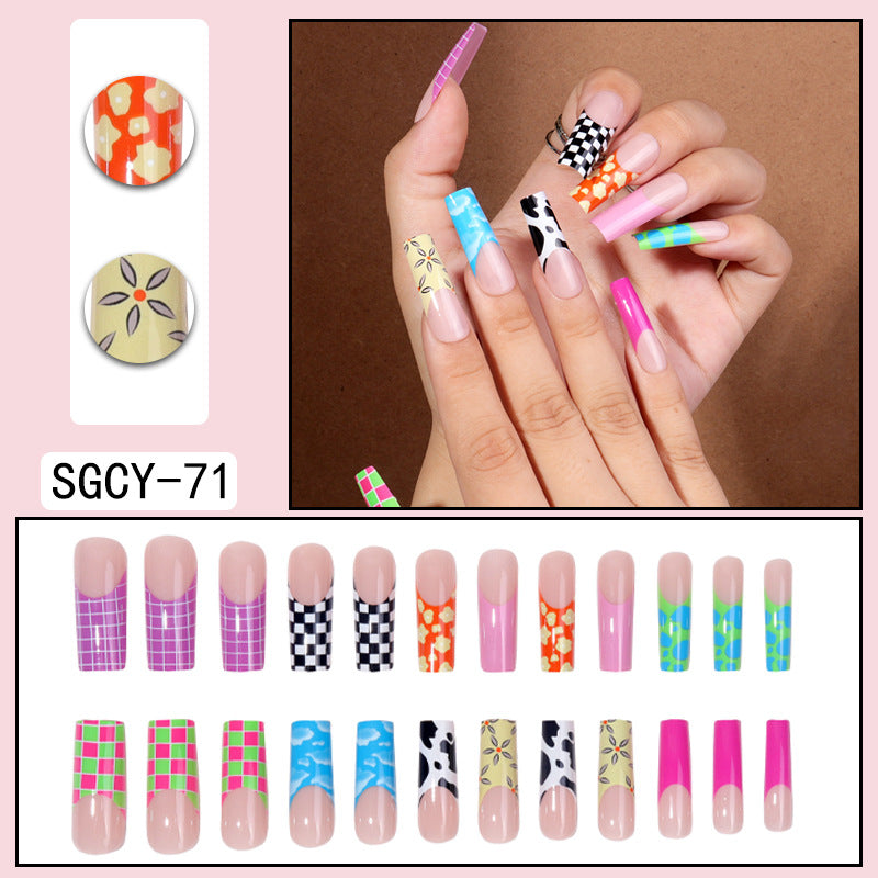 Wear Nail Long Pointed Nail Blooming Gradient Electroplating Nail Patch