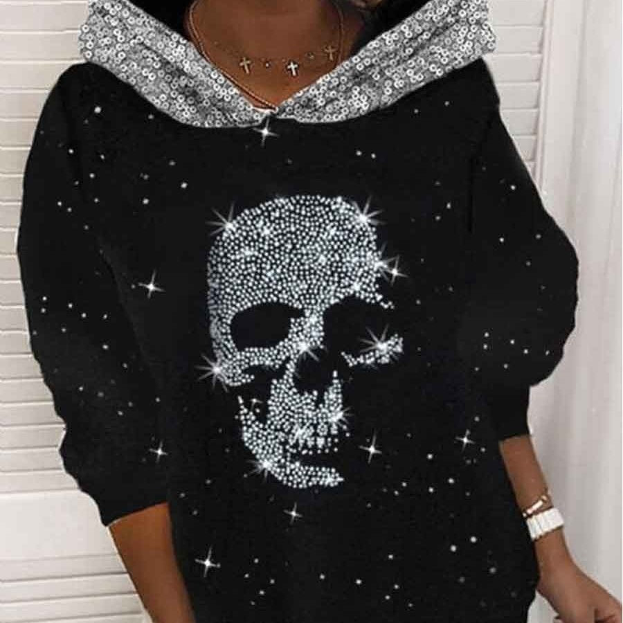 Halloween Slimming Round Neck Printed Pullover Hooded