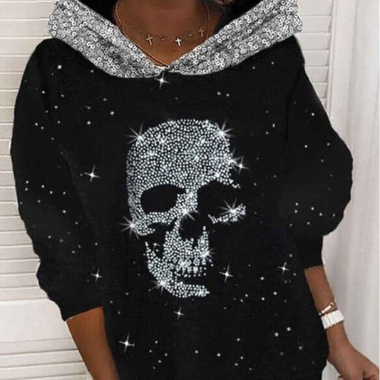 Halloween Slimming Round Neck Printed Pullover Hooded