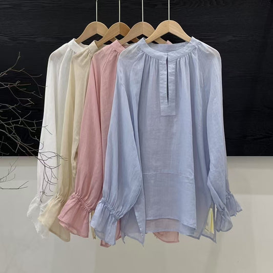 Designfornemmelse Elegant langærmet bluse All-match skjorte