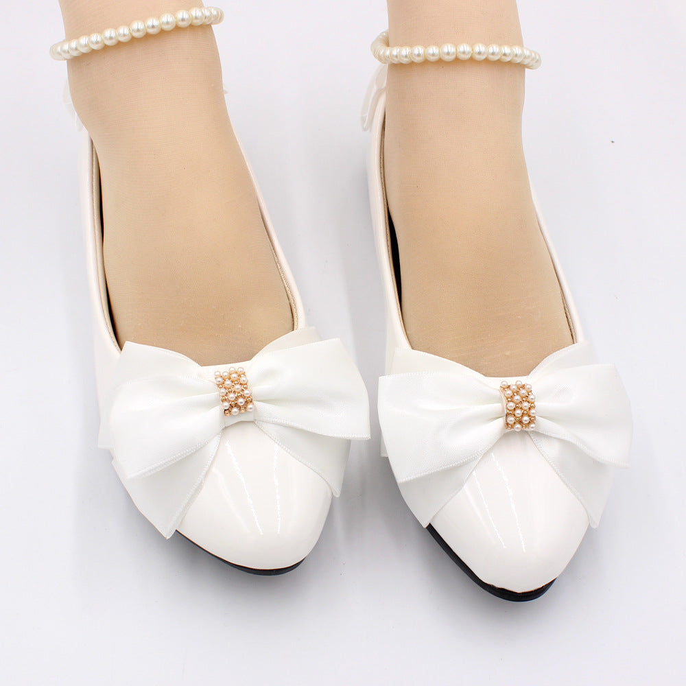 Star Cat White Bow Tie Women's Shoes