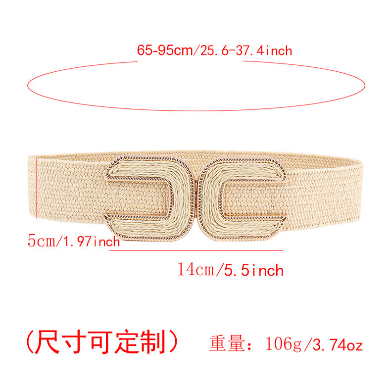 Elastic Waistband Women's Design Sense Niche Straw Elastic