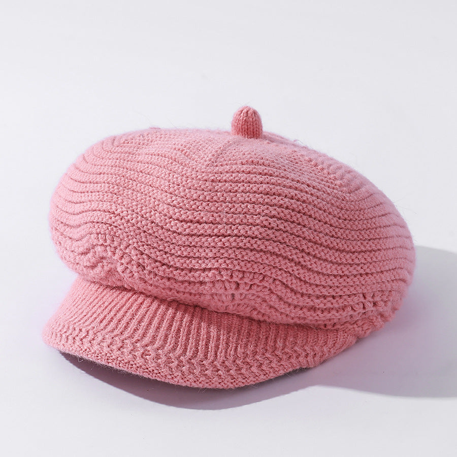 Middle-aged And Elderly Women's Velvet Solid Color Knitted Rabbit Fur Hat